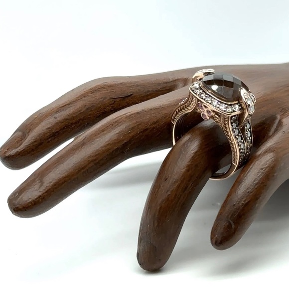 Le Vian Smoky Quartz Chocolate Halo and White Diamond Ring in 14K - Picture 1 of 10
